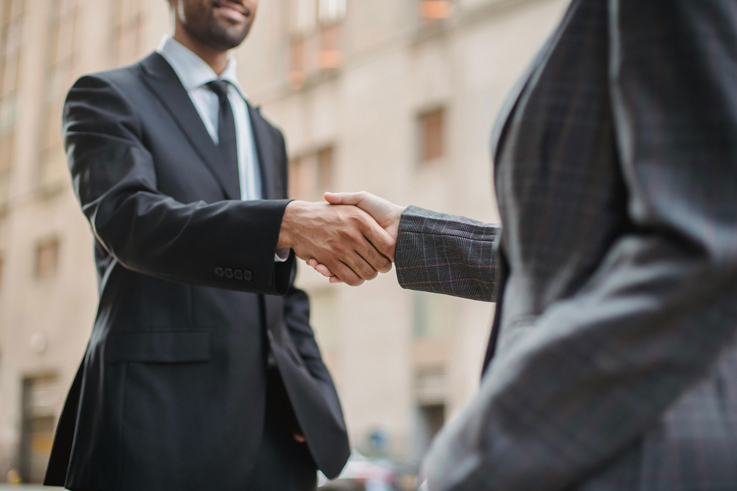 Two professionals shaking hands